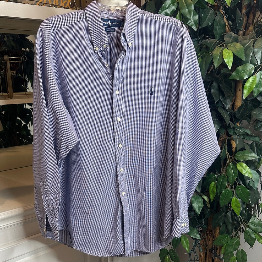 Polo by Ralph Lauren Men's Navy Checkered Button Down Shirt